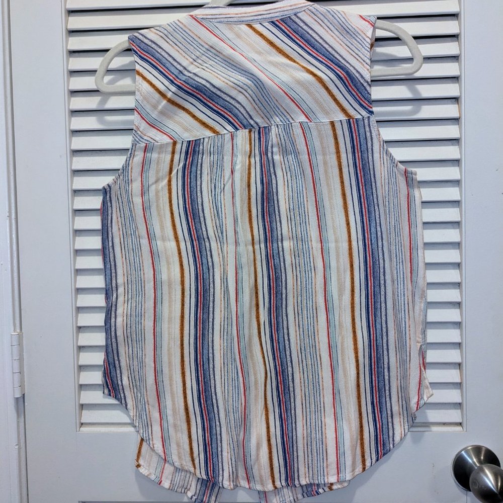 Fig & Flower Anthropologie Sleeveless Striped Button Up Bohemian Tank Womens Med - Picture 3 of 6